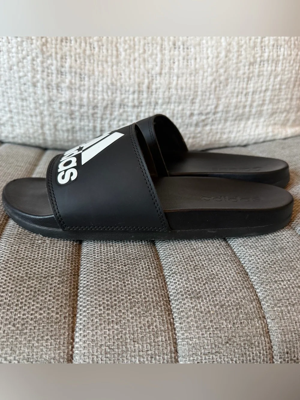 adidas Black and White Slide Sandals